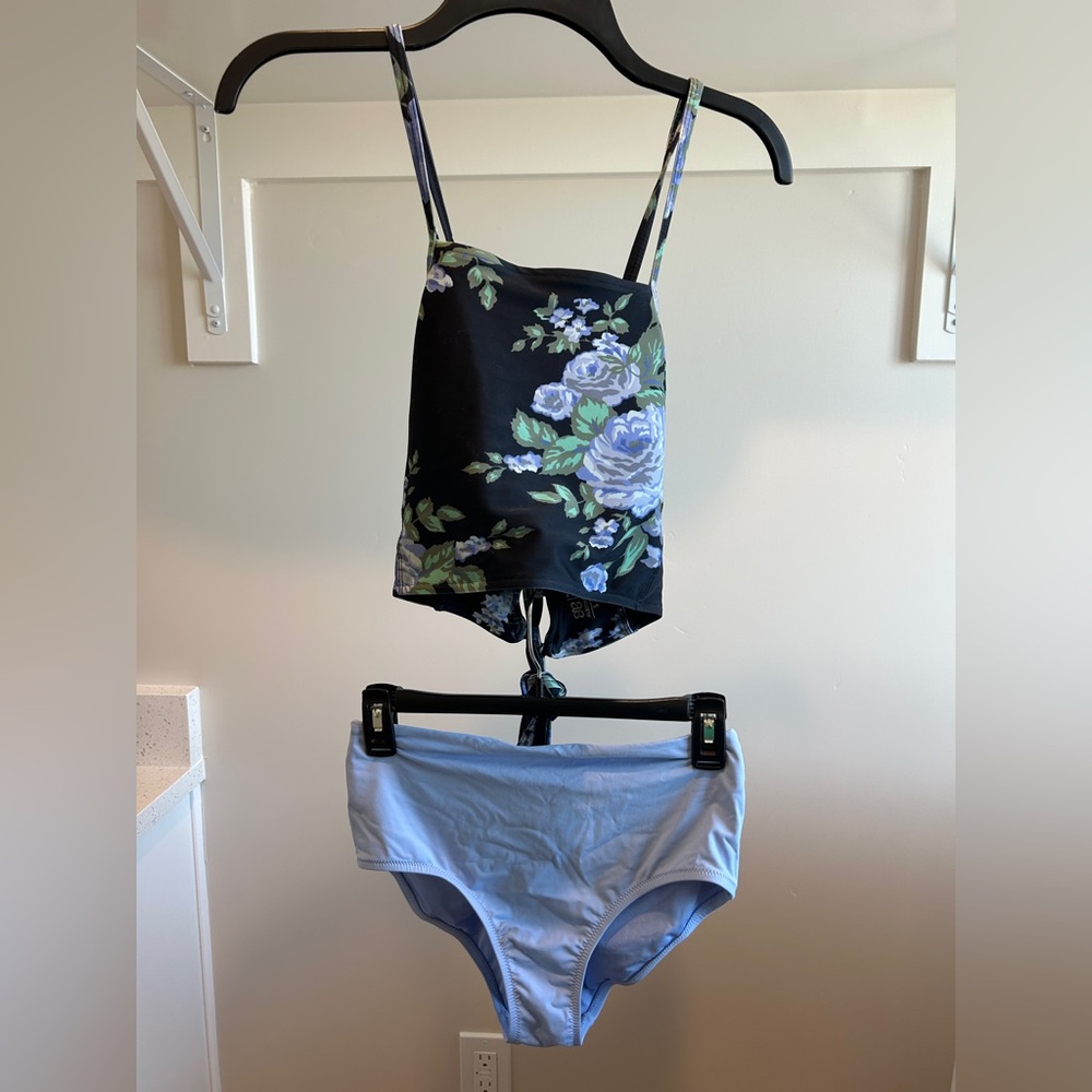 Albion Black and Blue Floral Bikini